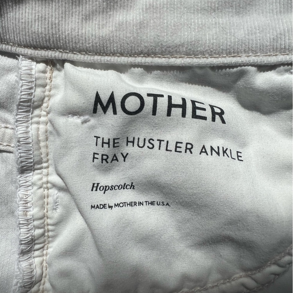 MOTHER The Hustler High-Rise Ankle Fray Corduroy Jeans Size 27 Hopscotch/Chalk - Picture 3 of 5